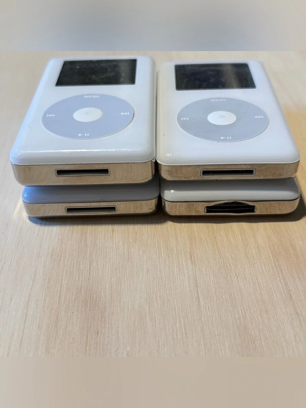 Lot Of 4 Apple iPod Model-A1059/1099 20-60GB BROKEN White For Parts/Repair Read